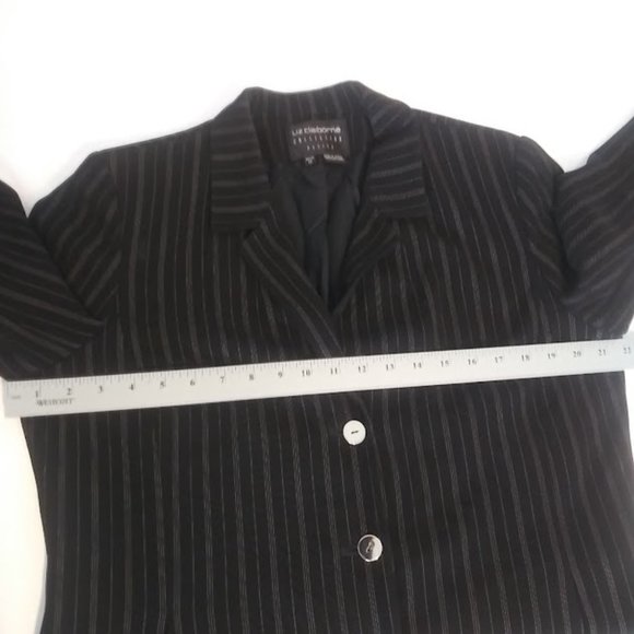 Liz Claiborne collection women's size 12 petite black and white striped blazer - Picture 9 of 15